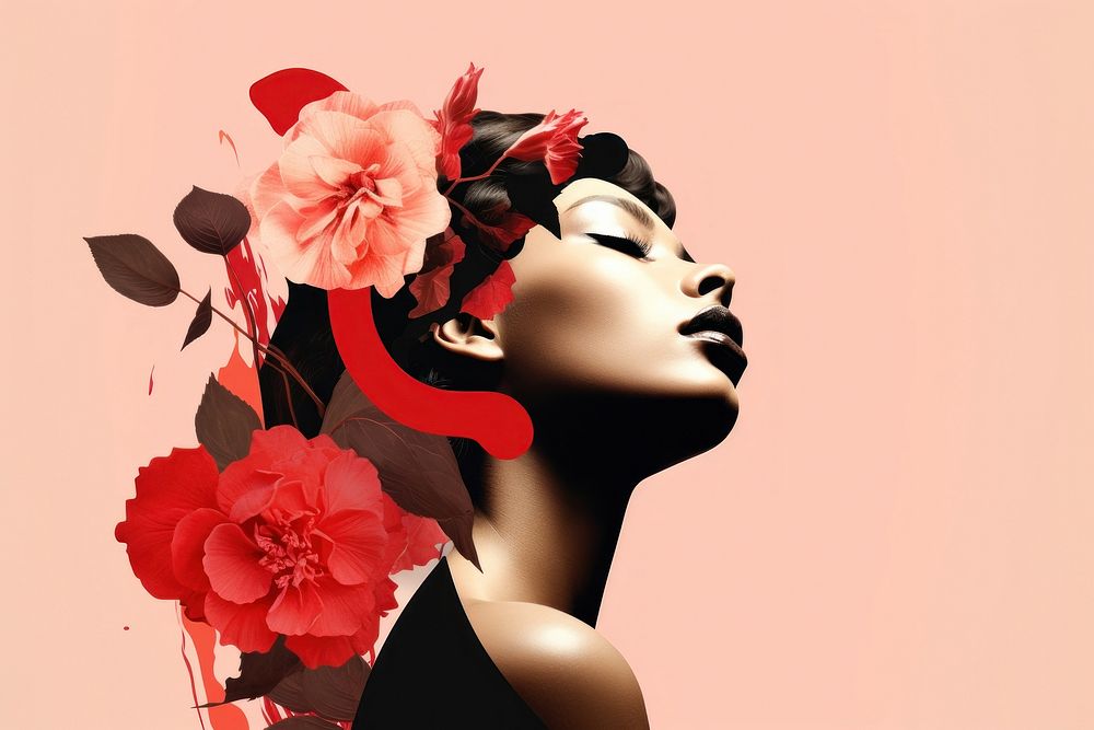 Girl power graphics flower adult. AI generated Image by rawpixel.