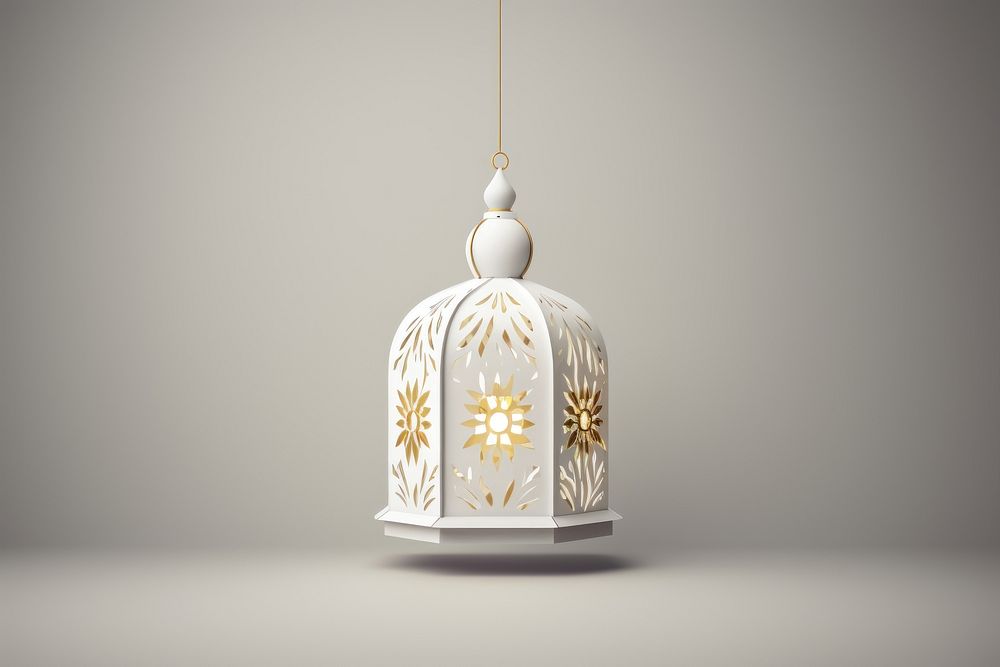 Luxury Ramadan lantern chandelier porcelain white. AI generated Image by rawpixel.