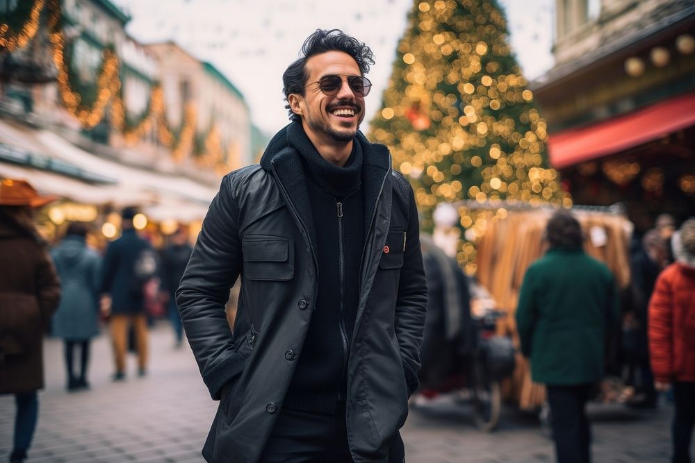 Shopping in Christmas market portrait clothing jacket. AI generated Image by rawpixel.