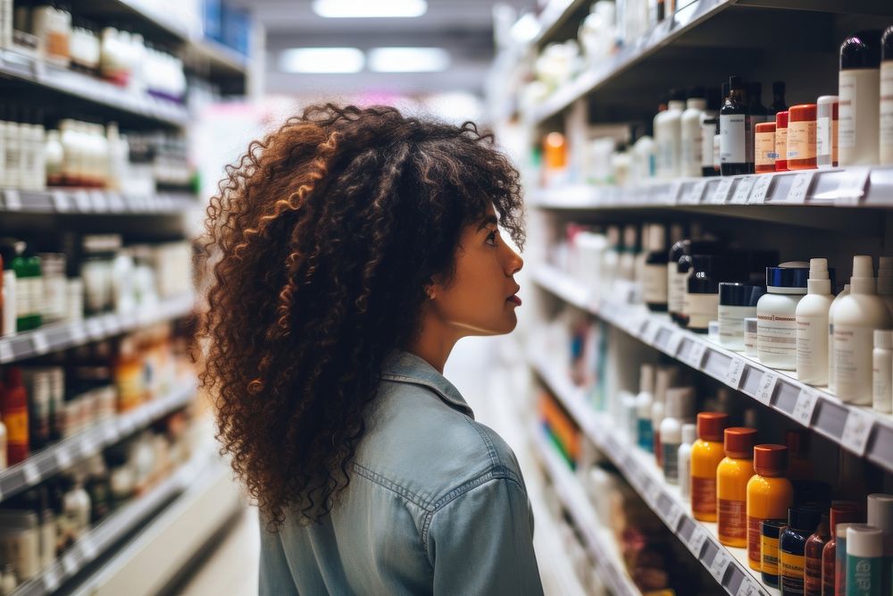 Pharmacy choosing shopping shelf. AI generated Image by rawpixel.
