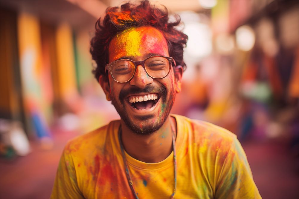 27 yo man from india working in Pharmaceuticals industry laughing adult smile. AI generated Image by rawpixel.