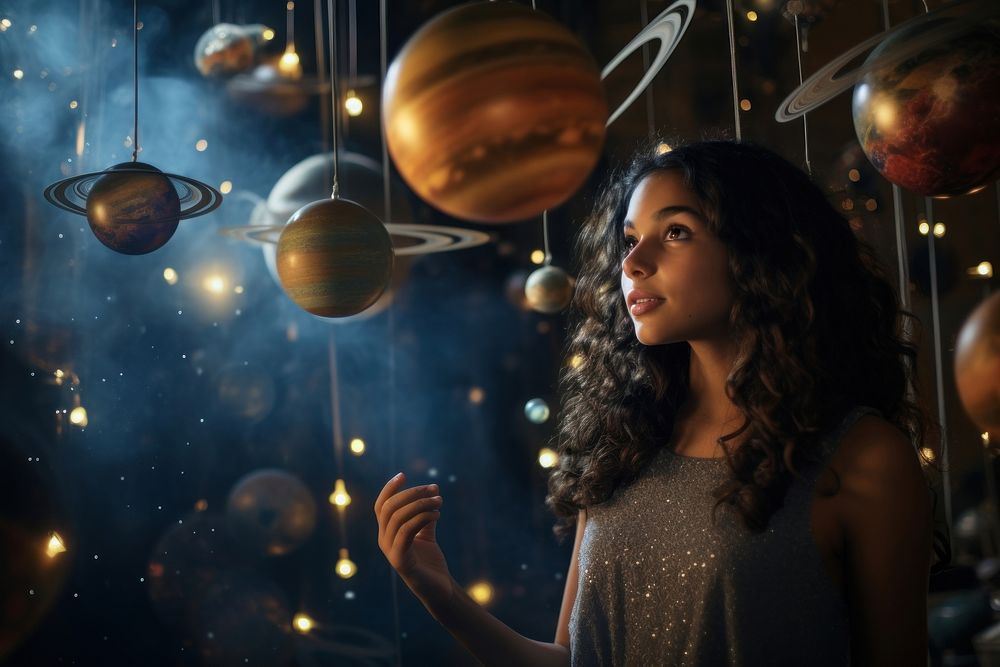 Learning about planets astronomy portrait sphere. AI generated Image by rawpixel.
