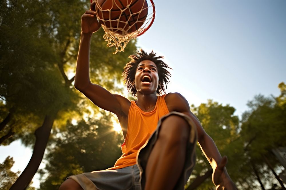 African American basketball player sports tree determination. AI generated Image by rawpixel.