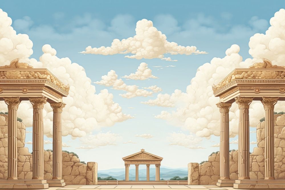 Ancient greek style background architecture building outdoors. AI generated Image by rawpixel.