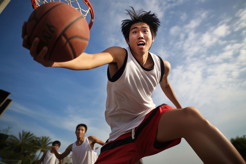 Asian basketball player sports adult determination. AI generated Image by rawpixel.
