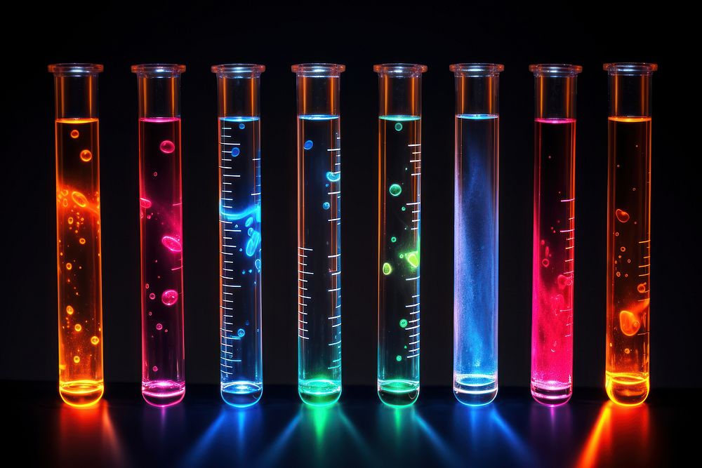 Chemistry test tube chemistry light black background. AI generated Image by rawpixel.