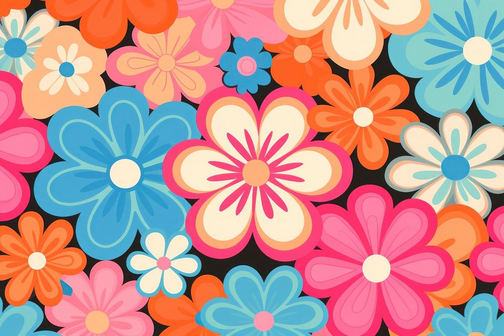 60s background pattern backgrounds flower. AI generated Image by rawpixel.