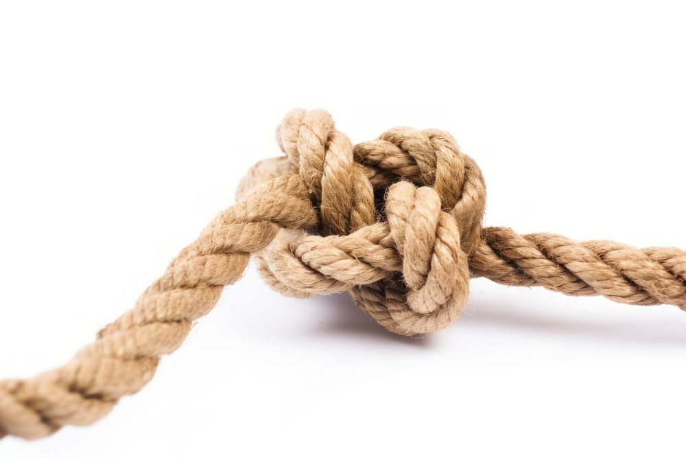Rope knot white background durability. 