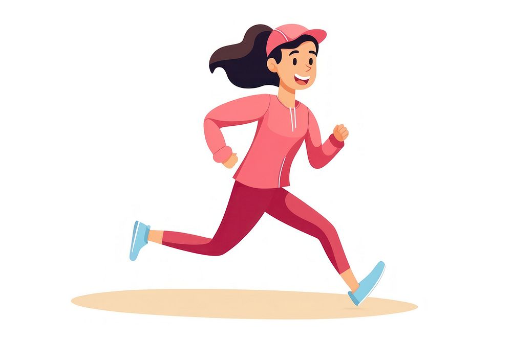 Woman running cartoon jogging determination. AI generated Image by rawpixel.