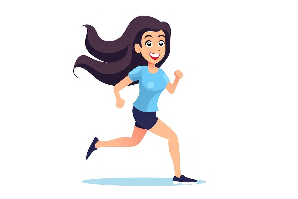 Woman running cartoon shorts determination. AI generated Image by rawpixel.