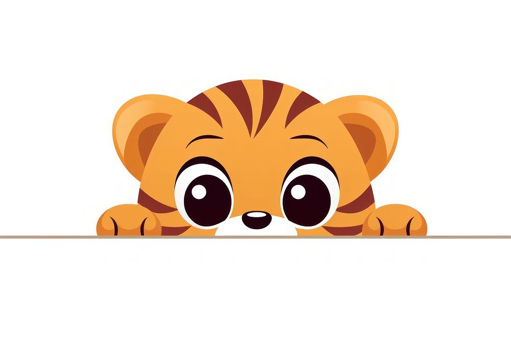 Tiger cartoon peeking animal. AI generated Image by rawpixel.