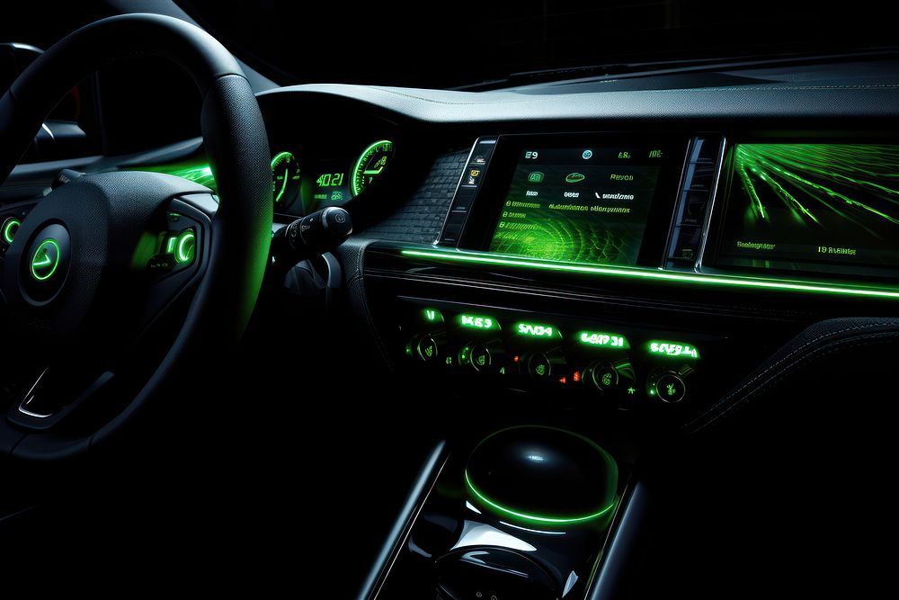 Eco car dashboard illuminated vehicle light. AI generated Image by rawpixel.