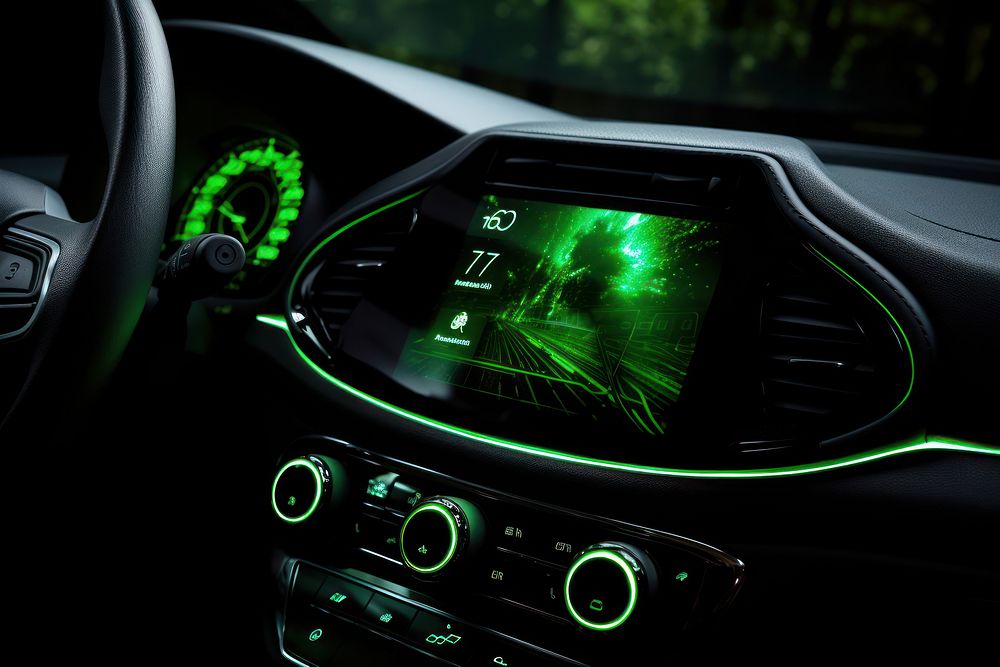 Eco car dashboard light vehicle green. AI generated Image by rawpixel.