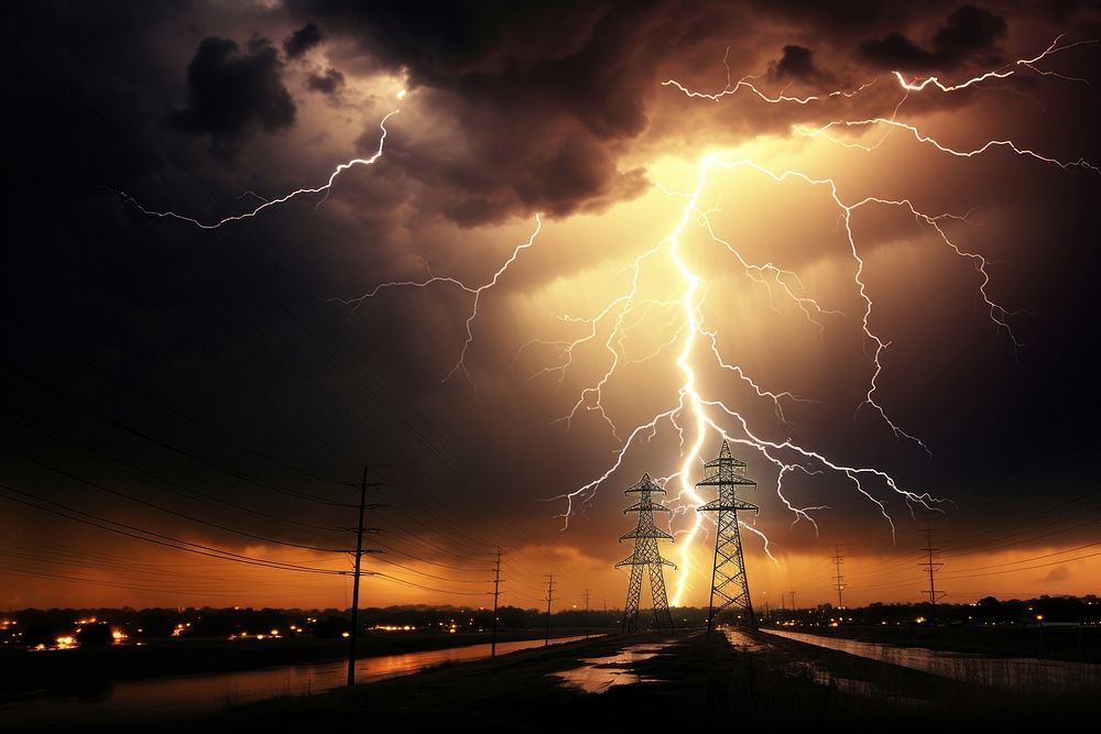 Electricity crackles storm thunderstorm electricity. AI generated Image by rawpixel.