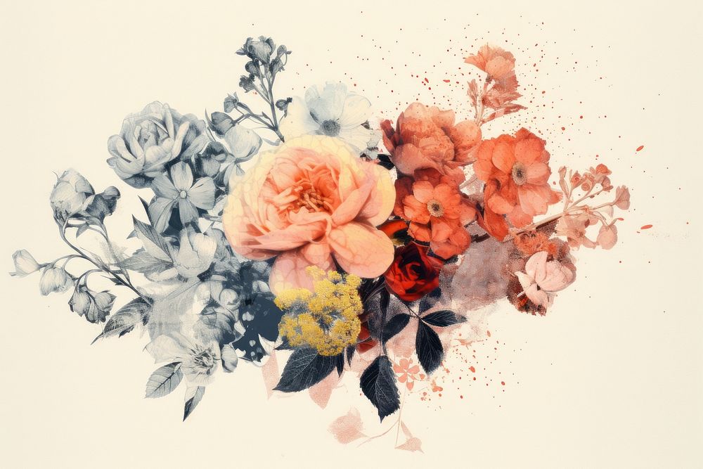 Bouquet art painting graphics. AI generated Image by rawpixel.