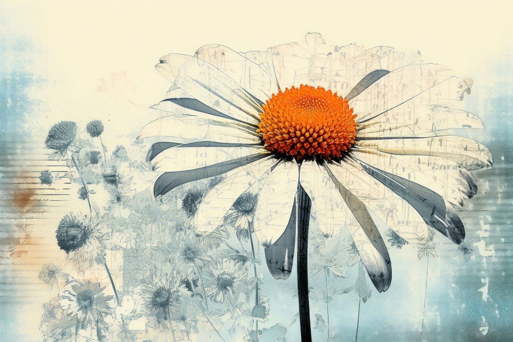 Daisy flower art painting. AI generated Image by rawpixel.