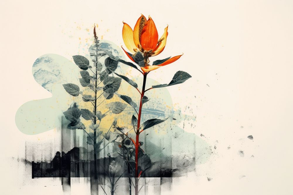 Plant art painting graphics. AI generated Image by rawpixel.