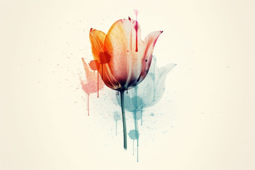 Tulip flower art painting. AI generated Image by rawpixel.