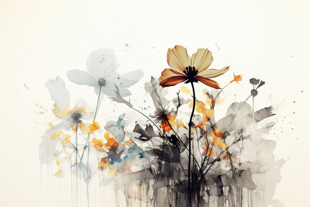 Flower art painting graphics. AI generated Image by rawpixel.