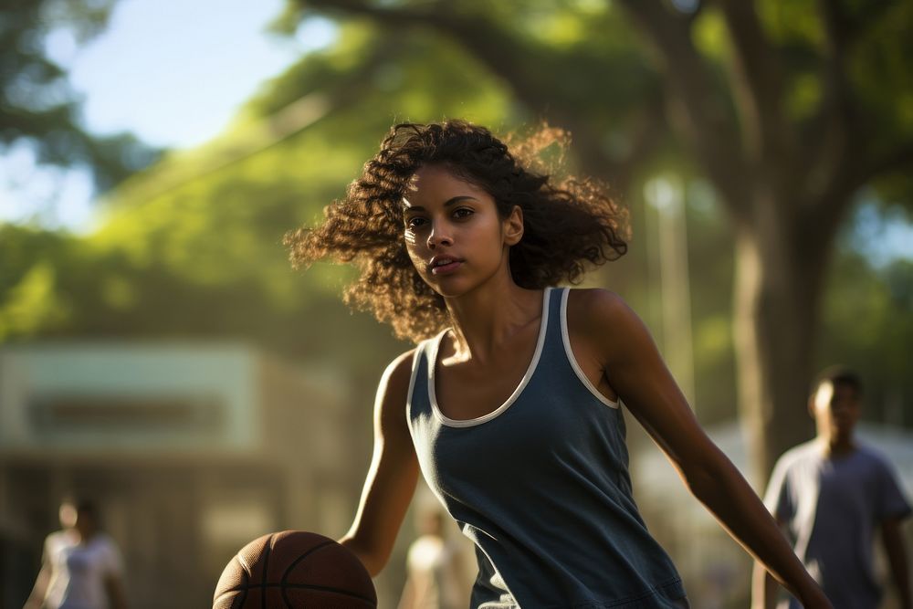 Hispanic female basketball player sports determination exercising. AI generated Image by rawpixel.