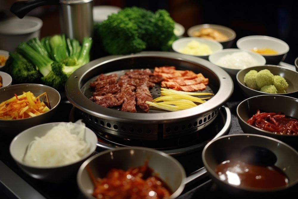 Korean bbq plate food meat. AI generated Image by rawpixel.