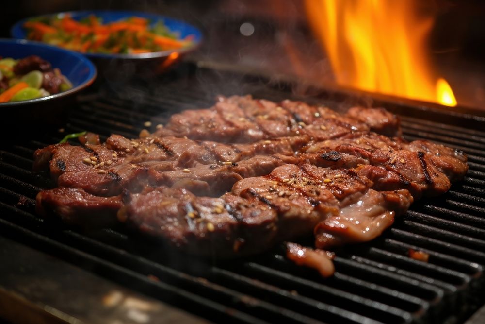 Korean bbq grilling cooking meat. AI generated Image by rawpixel.