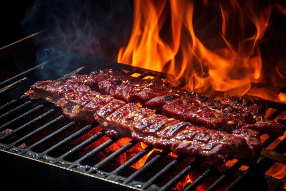 Korean bbq grilling bonfire cooking. AI generated Image by rawpixel.