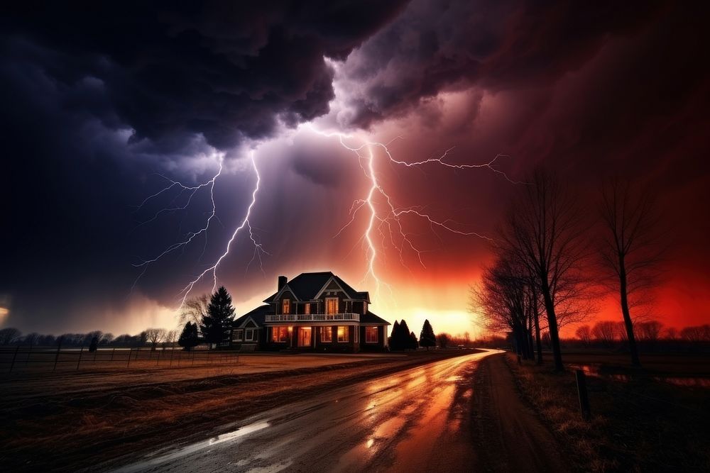 Lightning lightning storm thunderstorm. AI generated Image by rawpixel.