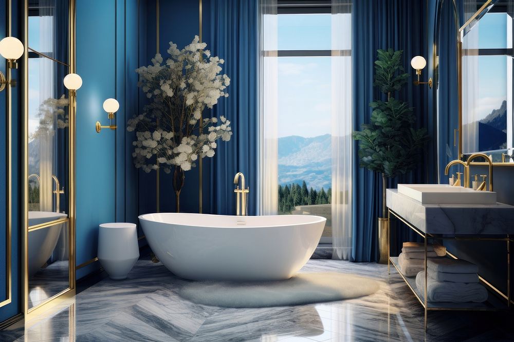 Luxury bathroom design plant bathtub luxury