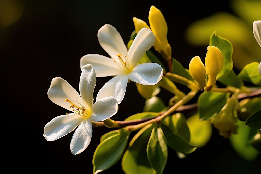 Jasmine flower blossom nature plant. AI generated Image by rawpixel.