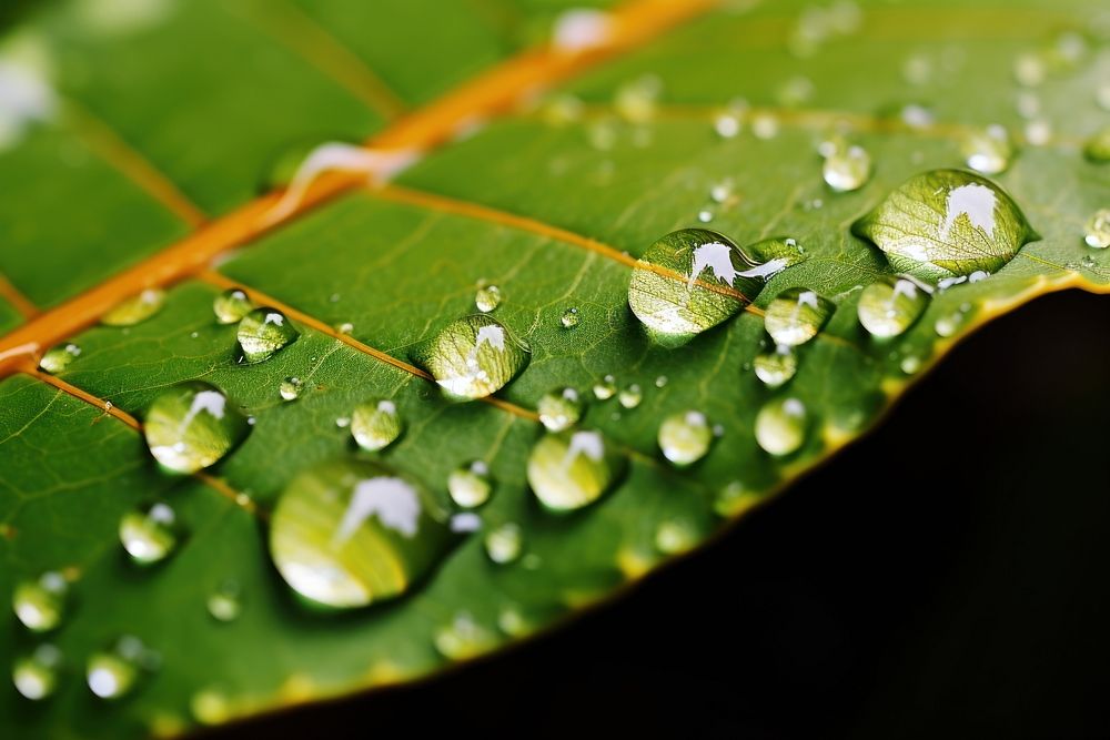 Wet leaf outdoors nature plant. AI generated Image by rawpixel.