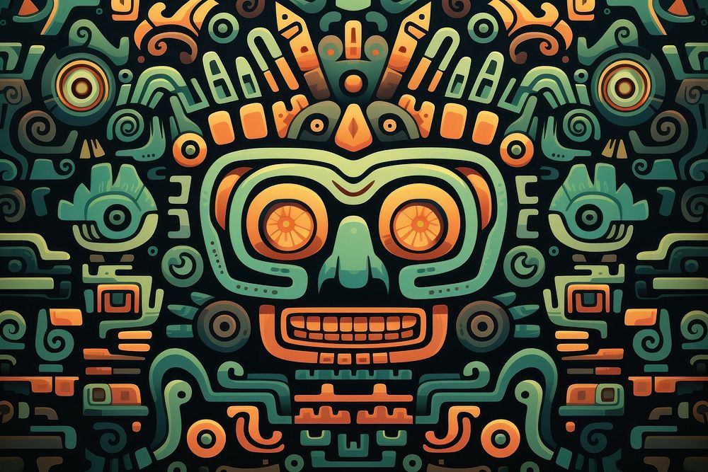 Mayan style background pattern art illustrated. AI generated Image by rawpixel.