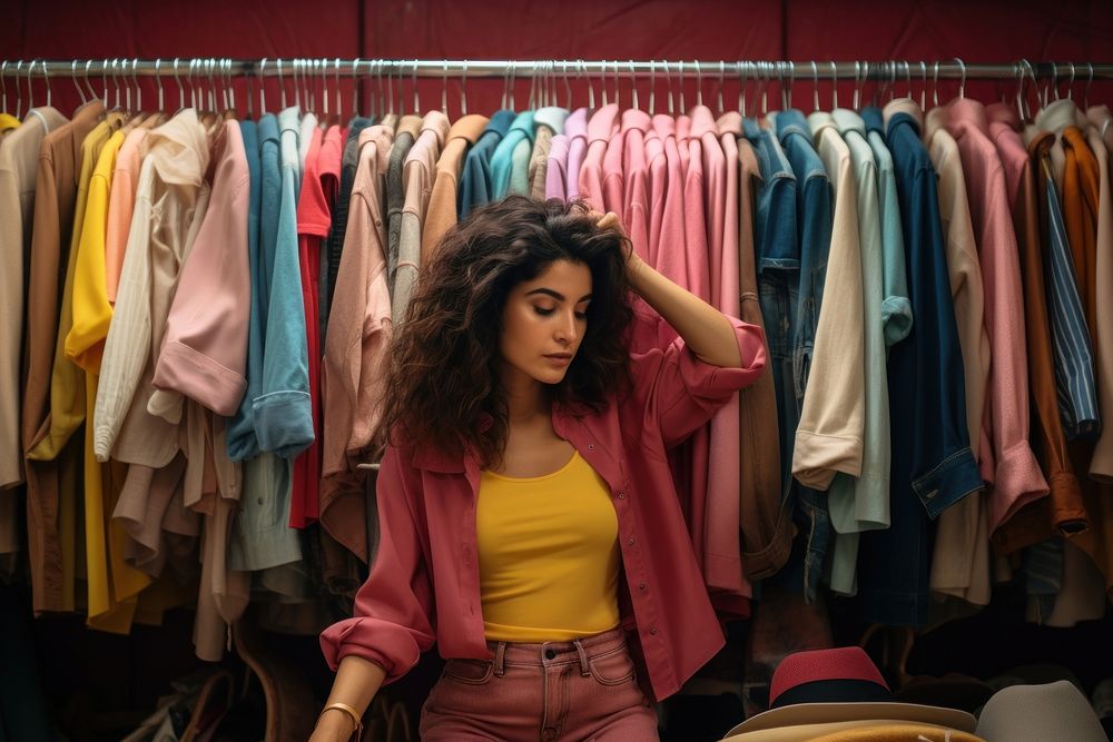 Latina woman shopping choosing boutique. AI generated Image by rawpixel.