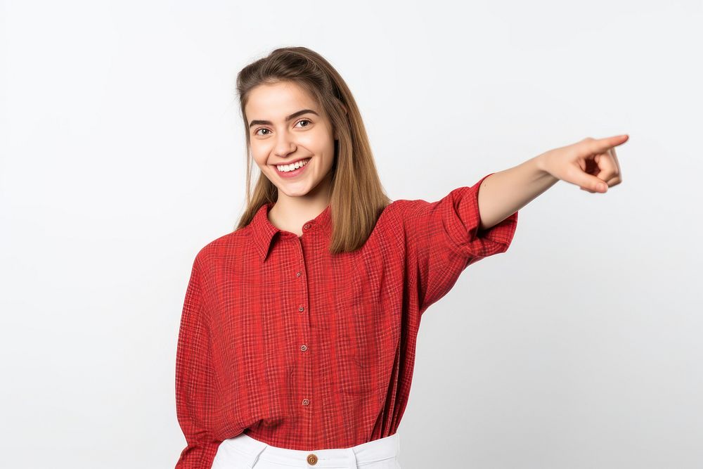Young woman smile pointing portrait. AI generated Image by rawpixel.