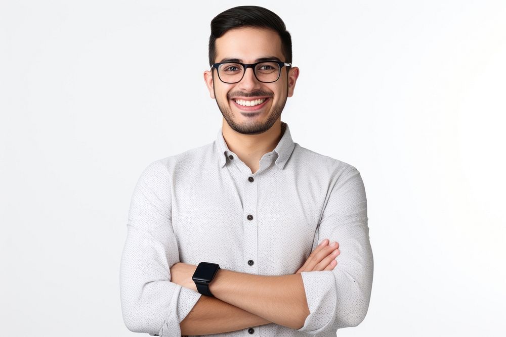Man smile portrait glasses. AI generated Image by rawpixel.