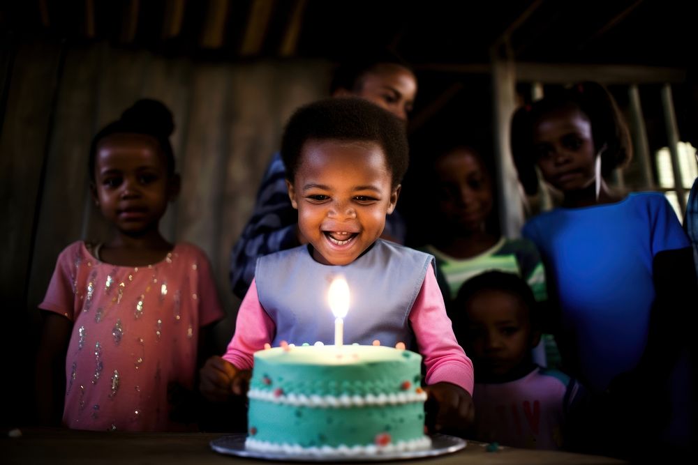Black South African children party birthday dessert. AI generated Image by rawpixel.
