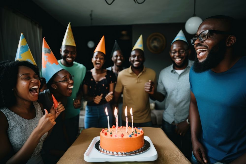 Black South African people party birthday dessert. AI generated Image by rawpixel.