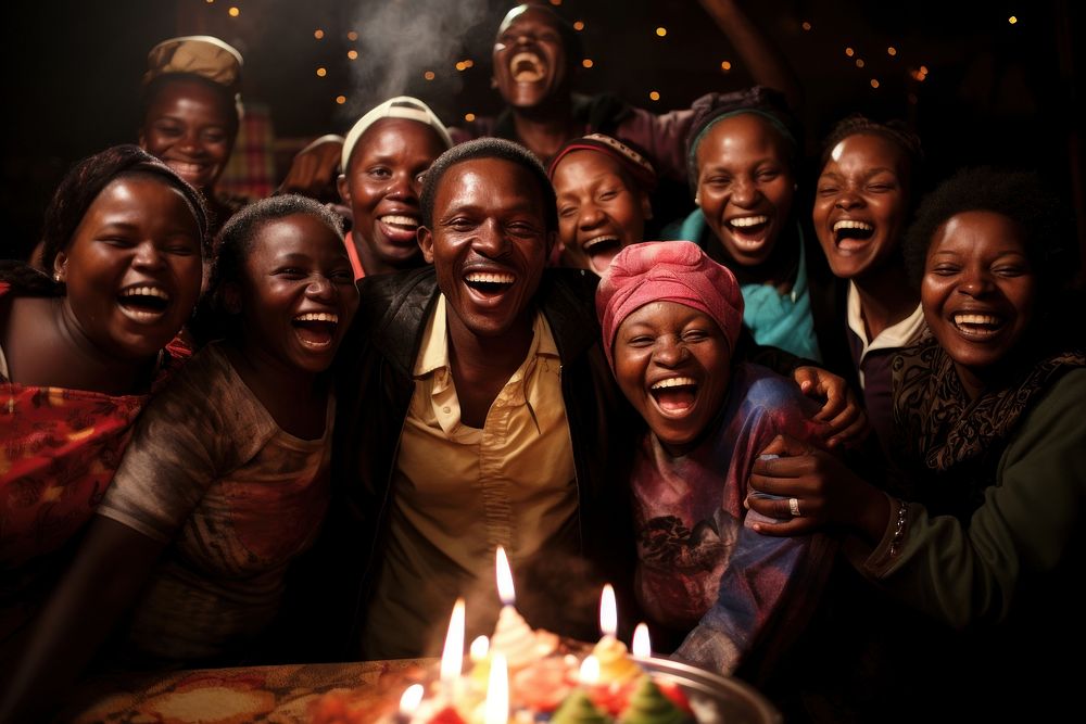 Black South African people party laughing birthday. AI generated Image by rawpixel.
