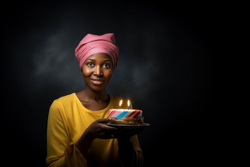 Black South African woman cake birthday candle. AI generated Image by rawpixel.