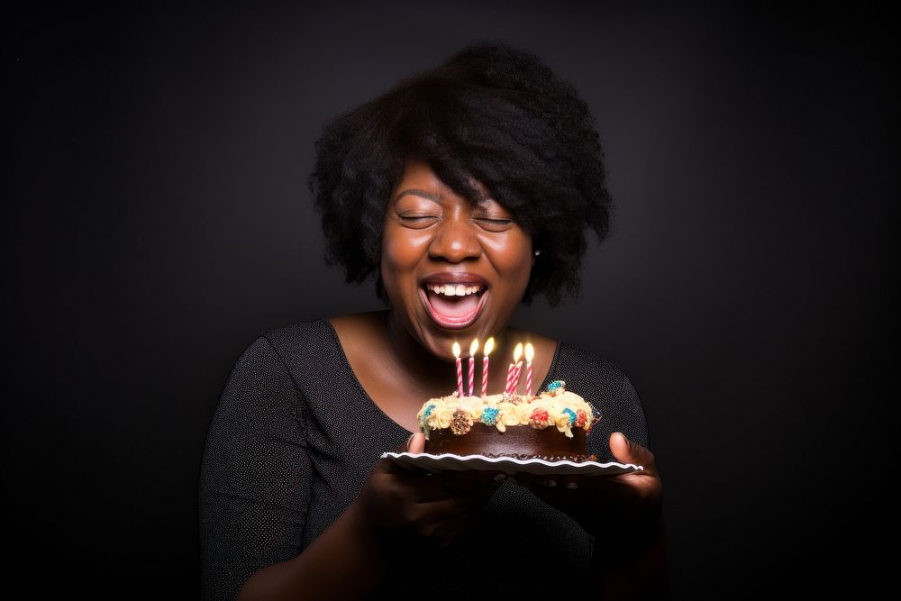 Black South African woman cake birthday dessert. AI generated Image by rawpixel.