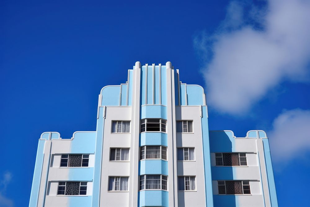 Art deco building sky architecture outdoors. AI generated Image by rawpixel.