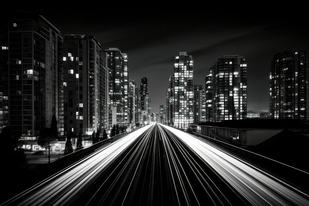 Apartment buildings night city architecture. AI generated Image by rawpixel.
