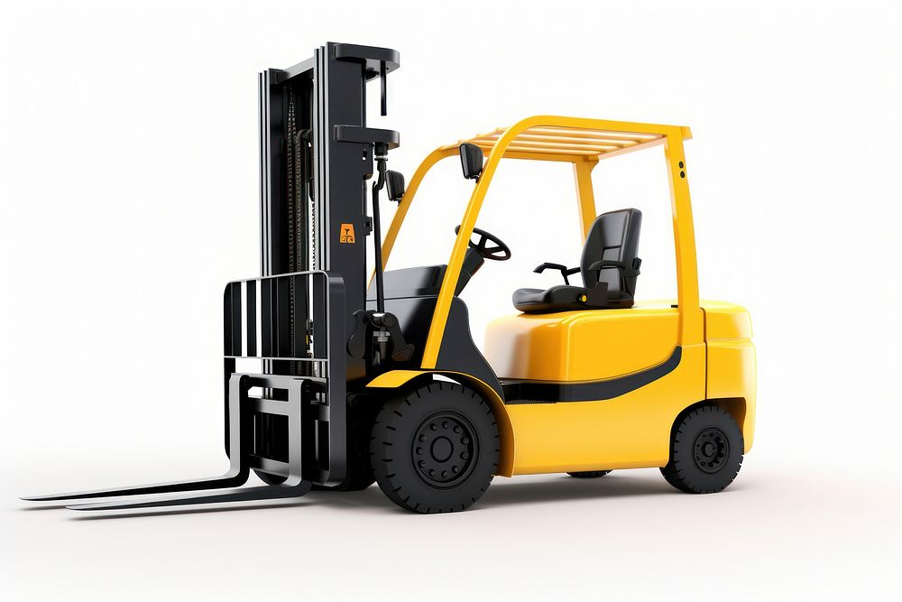 Electric forklift white background delivering equipment. AI generated Image by rawpixel.