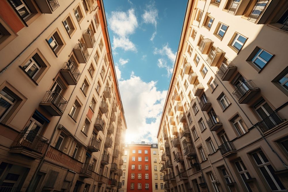 Apartment buildings architecture cityscape street. AI generated Image by rawpixel.