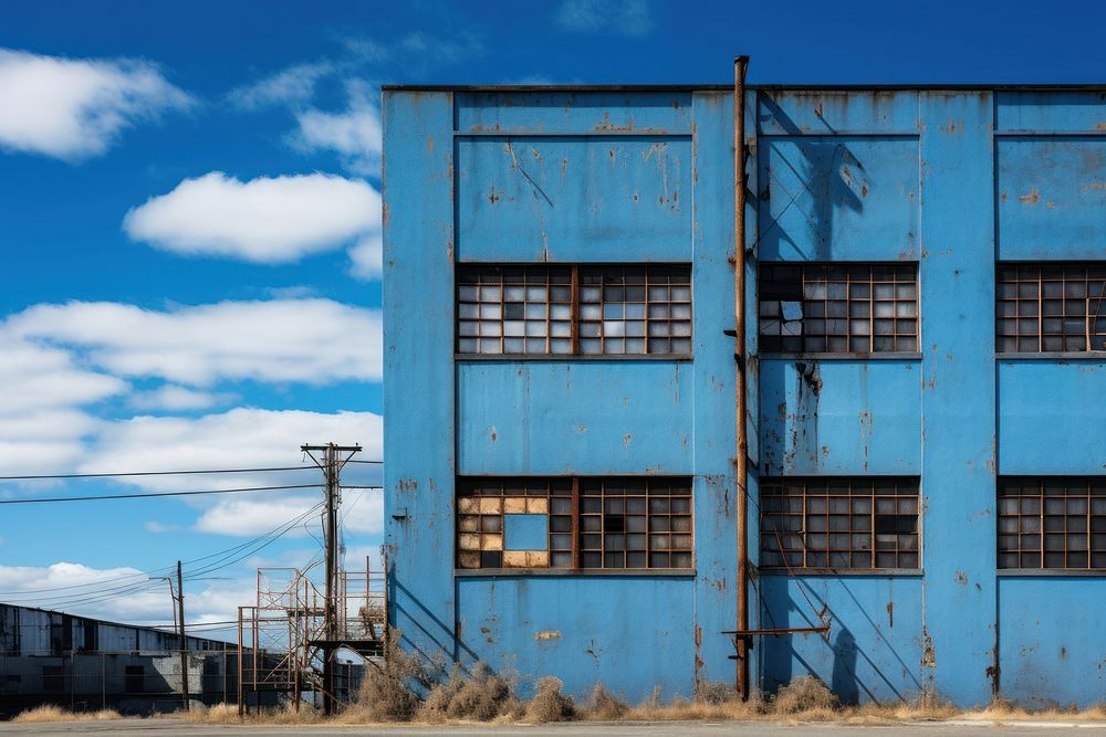 Industrial building city blue sky. AI generated Image by rawpixel.