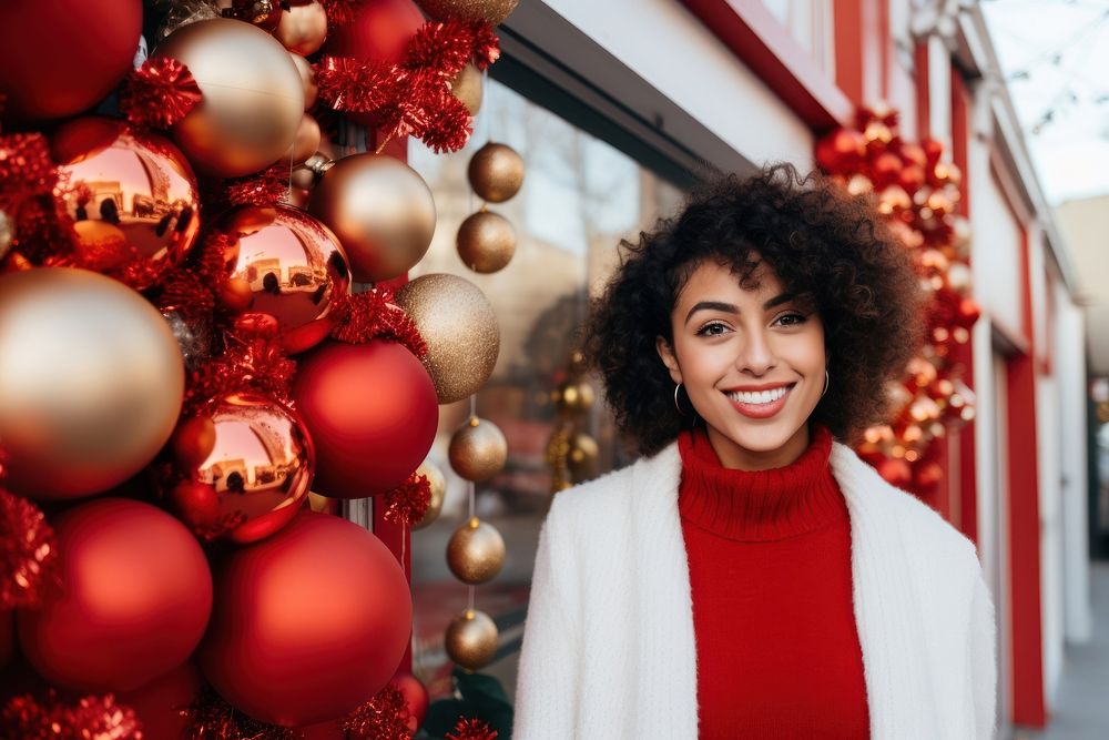 Latina women christmas smile day. AI generated Image by rawpixel.