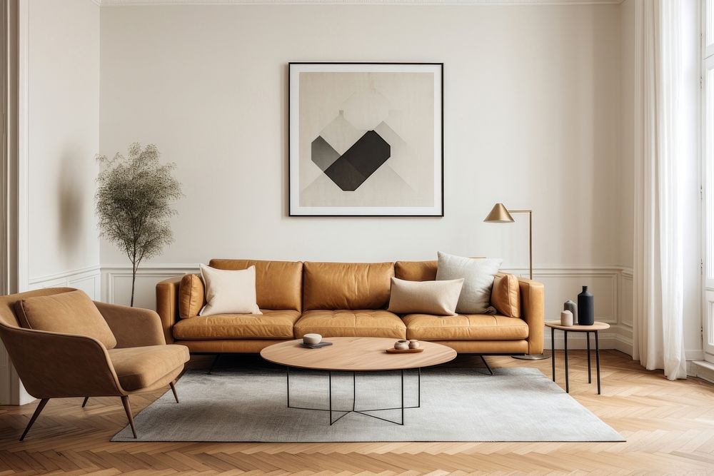 Mid century modern apartment room architecture furniture chair. AI generated Image by rawpixel.