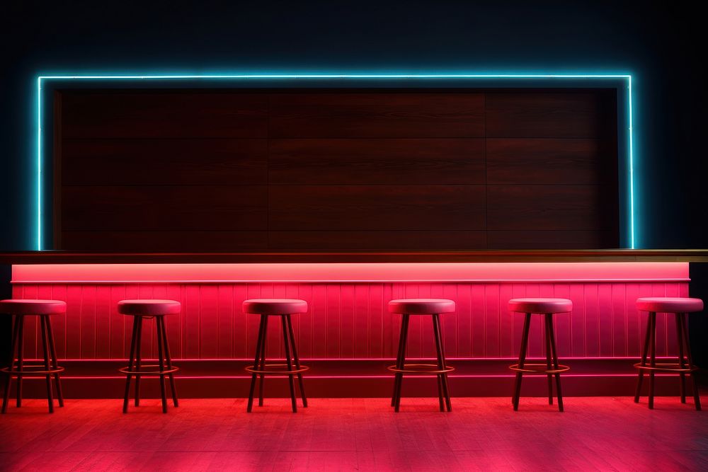 Neon bar lighting architecture illuminated. 