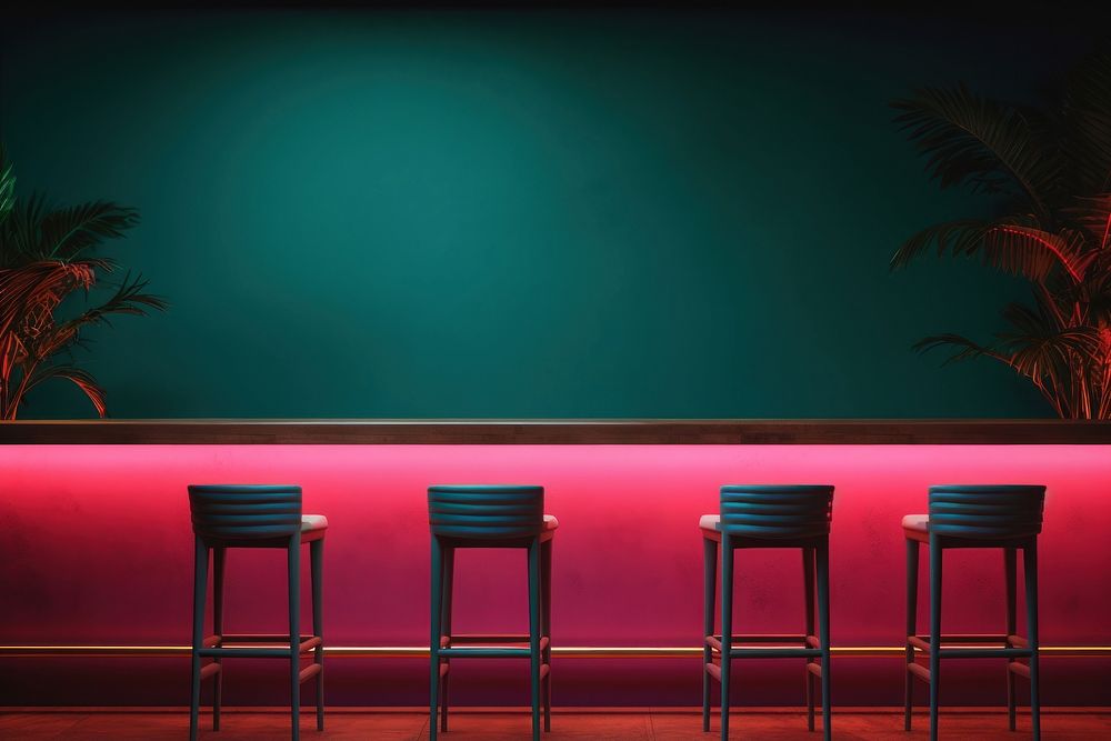 Neon bar furniture lighting chair. AI generated Image by rawpixel.