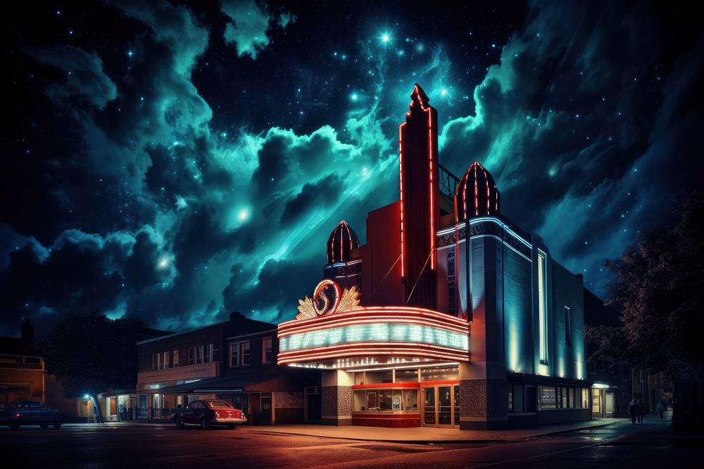 Retro theatre night sky outdoors. AI generated Image by rawpixel.